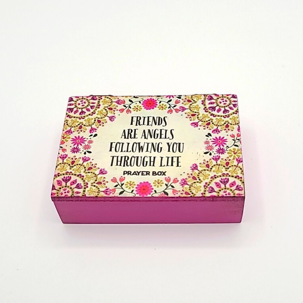 Prayer Box, Pink- Friends are Angels Following You Through Life, New